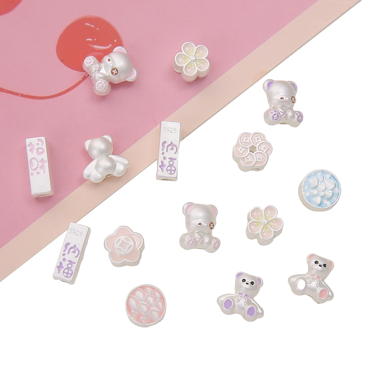 1Pcs Matte Silver Alloy Beads Bear Rabbit Flower Spacer Beads for DIY Necklace Bracelet Earring Handmade Jewelry Findings
