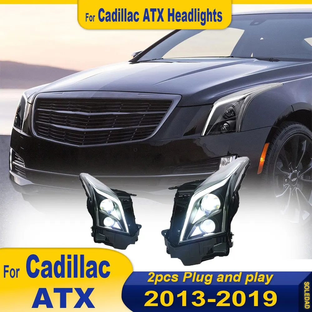 Car Headlights For Cadillac ATS 2013 2014 2015 -2019 Accessories Modified Led Front LED DRL Turn Signal Lights Headlamp Assembly