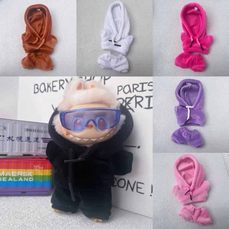 

Комплект спортивной одежды для куклы Лабубу 17 см: очень мягкий вельветовый худи и аксессуары, праздничный подарок