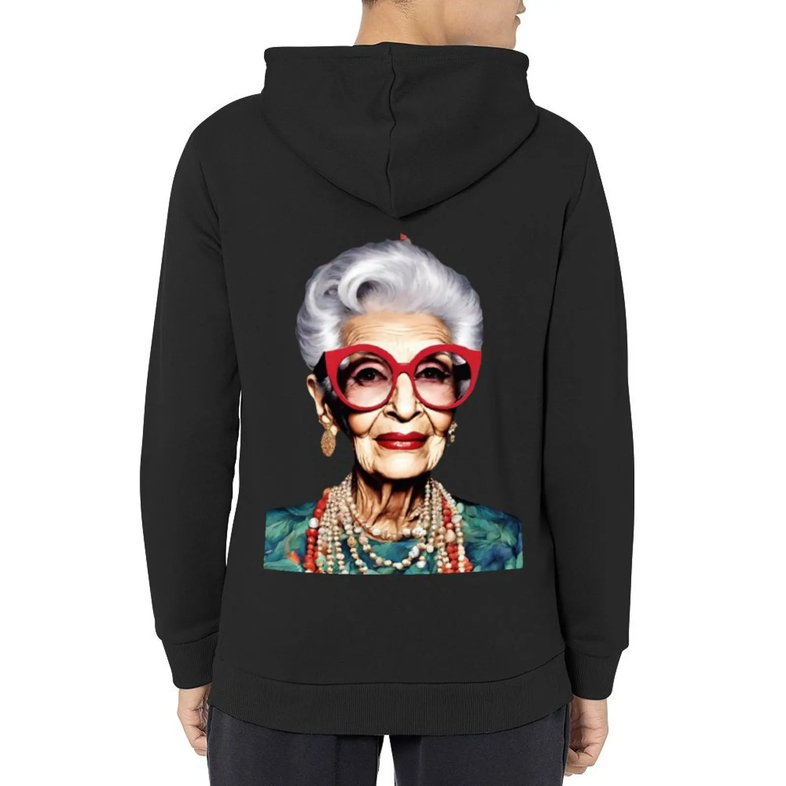 

Iris Apfel Portrait: Fashion Icon Illustration Print Hoodie men clothing korean style clothes big size hoodie