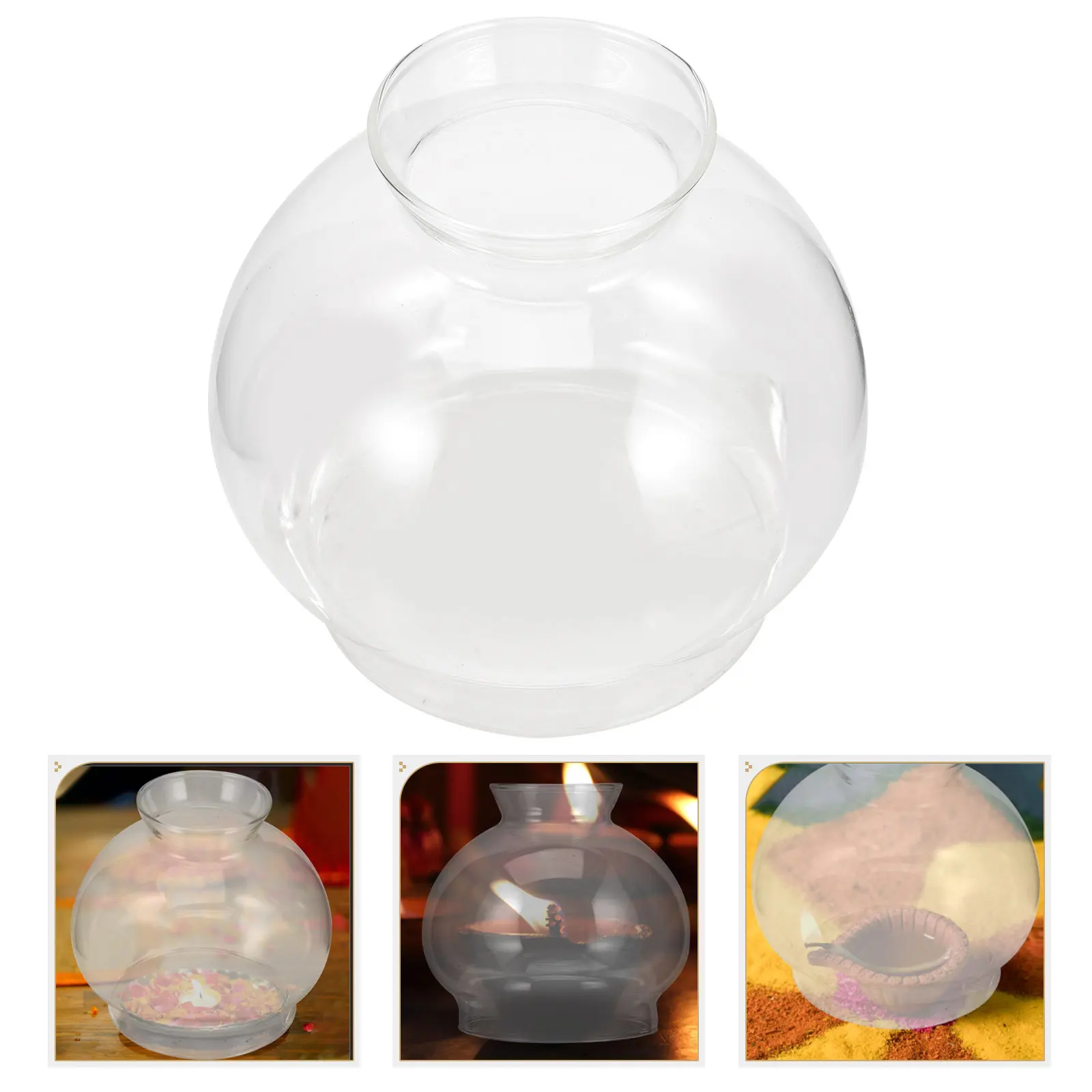 Clear Glass Oil Lamp Shade Windproof Cover Retro Style Replacement Part for Lamp Retro Glass Lampshade