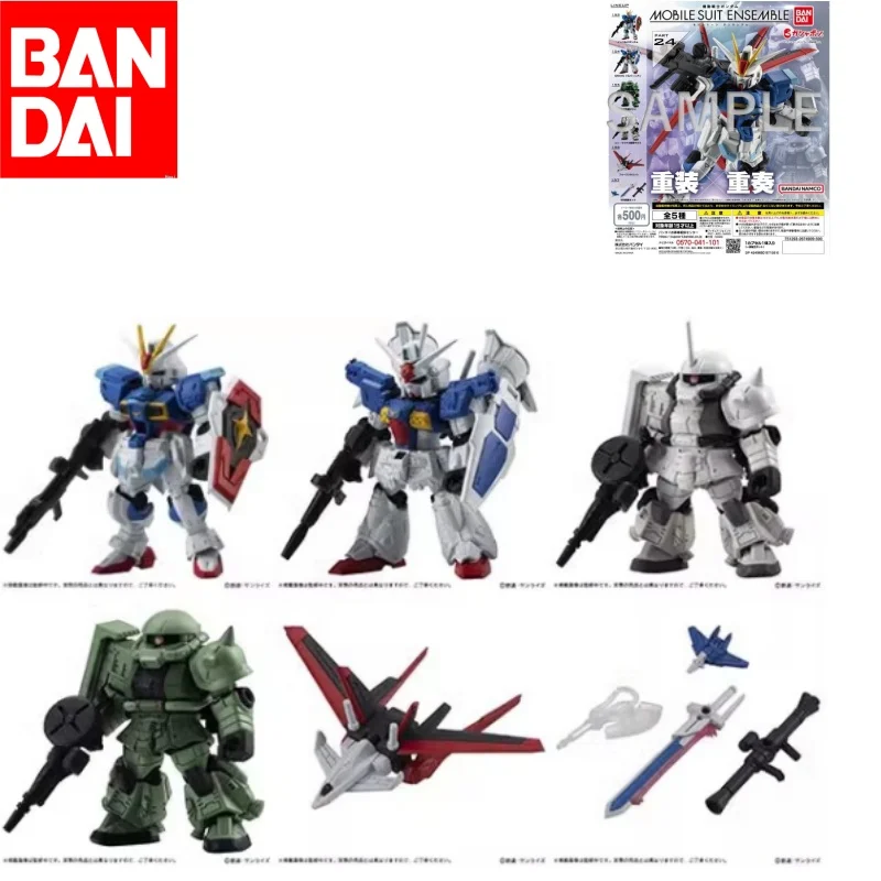 Bandai Original GUNDAM Gashapon MOBILE SUIT ENSEMBLE 24 MS-06R-1A Anime Action Figure Assembly Toys Model Gifts For Children