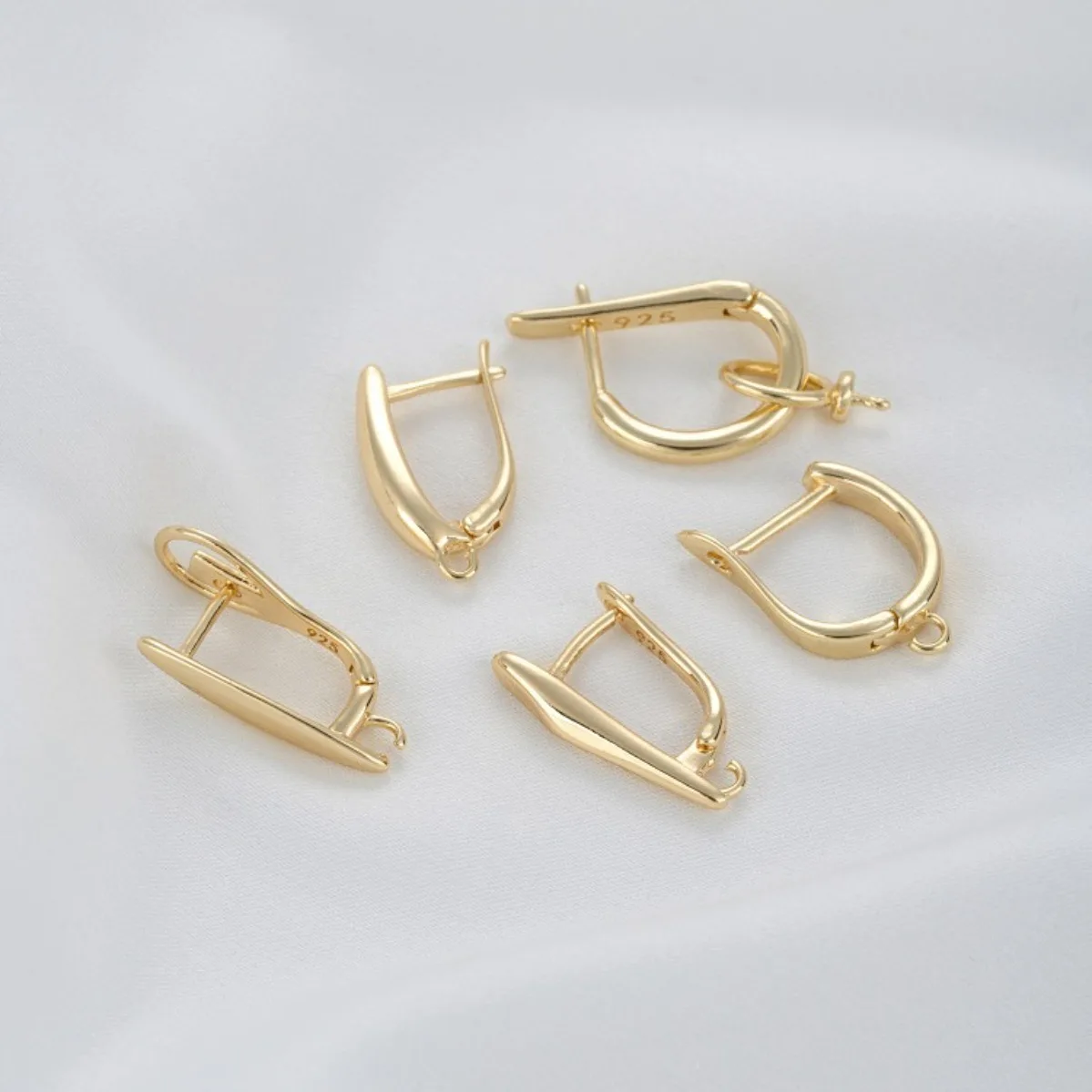 Brass Gold Plated U Shape Earring Clasp With Open Loop Pearl Bezel DIY Handmade Dangle Ear Jewelry Findings