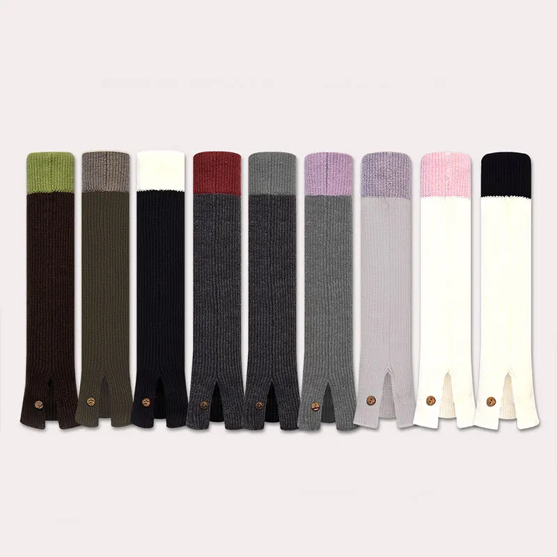 Split Button Color Splicing Autumn Winter Knitted Socks Women's Fashion Leg Cover Y2K Spice Pile Socks Gothic Lolita Leg Warmers