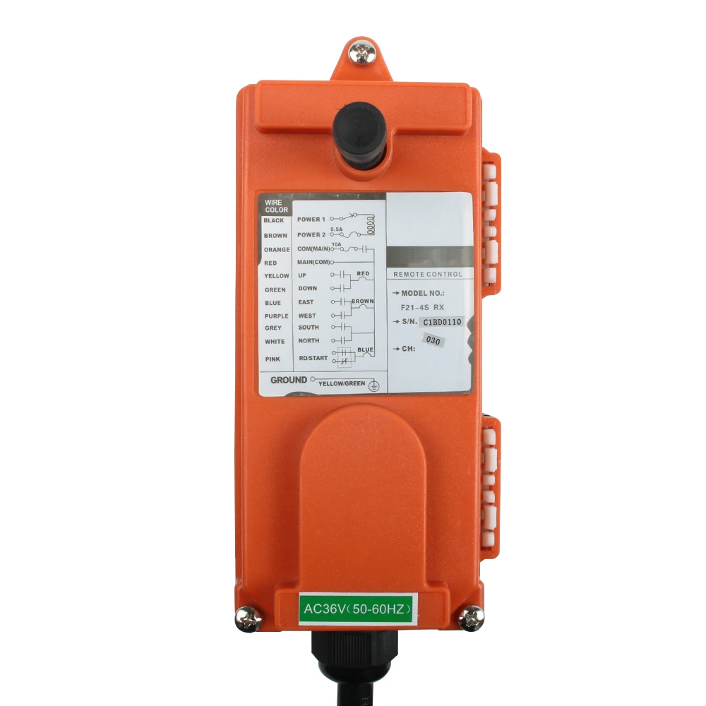 F21-4S 220V Industrial Wireless Radio remote controller switch for crane 1 receiver+ 1 transmitter 4 function with Emergency