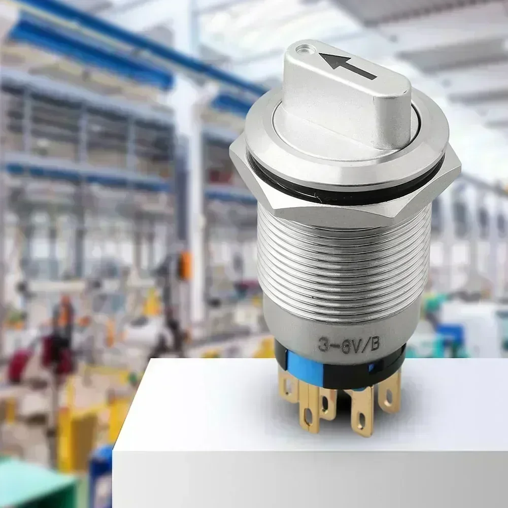 19mm 2 3 Position Metal Selector Rotary Switch Latching Push Button Switch SPDT With 12V LED Illuminated Switch 1NO1NC ON OFF
