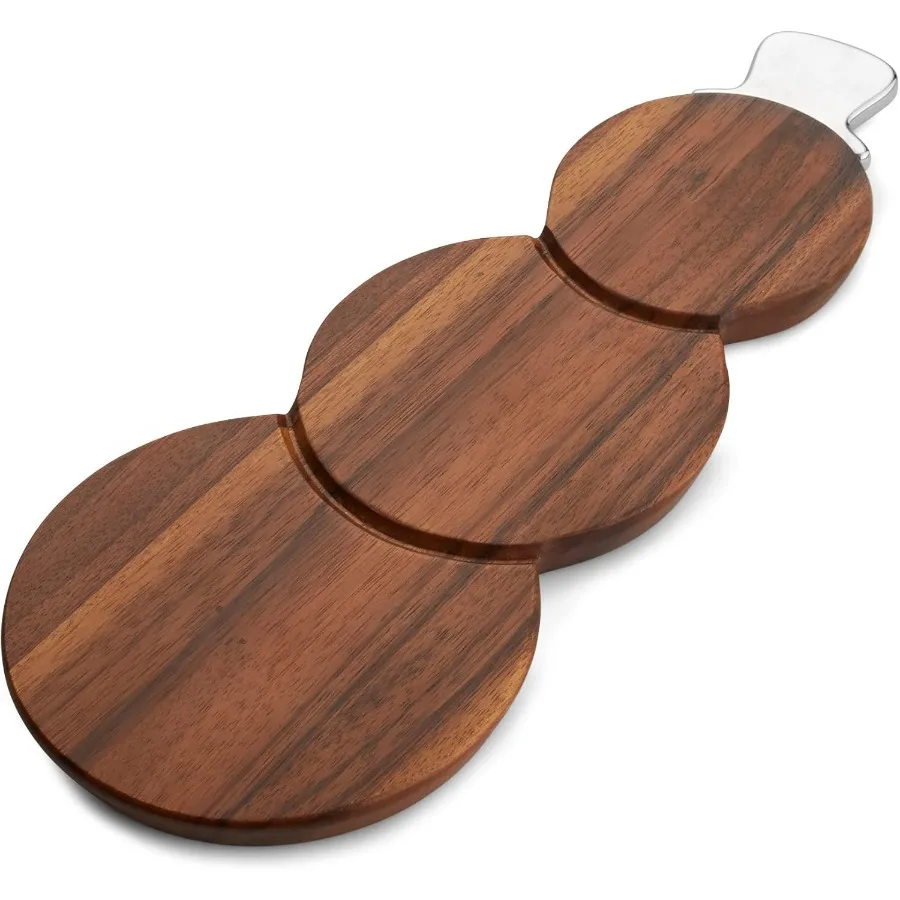 

Snowman Cheese Board – Holiday Acacia Wood Charcuterie Tray with Chrome Plate Spreader, Seasonal Serveware & Giftable Entertaini