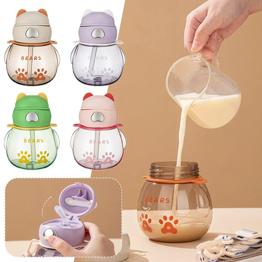 Baby Sippy Cup With Carrier Portable Kindergarten Special Bear Water Cup For Children Bear Outdoor Portable Drink Bottle U4J4