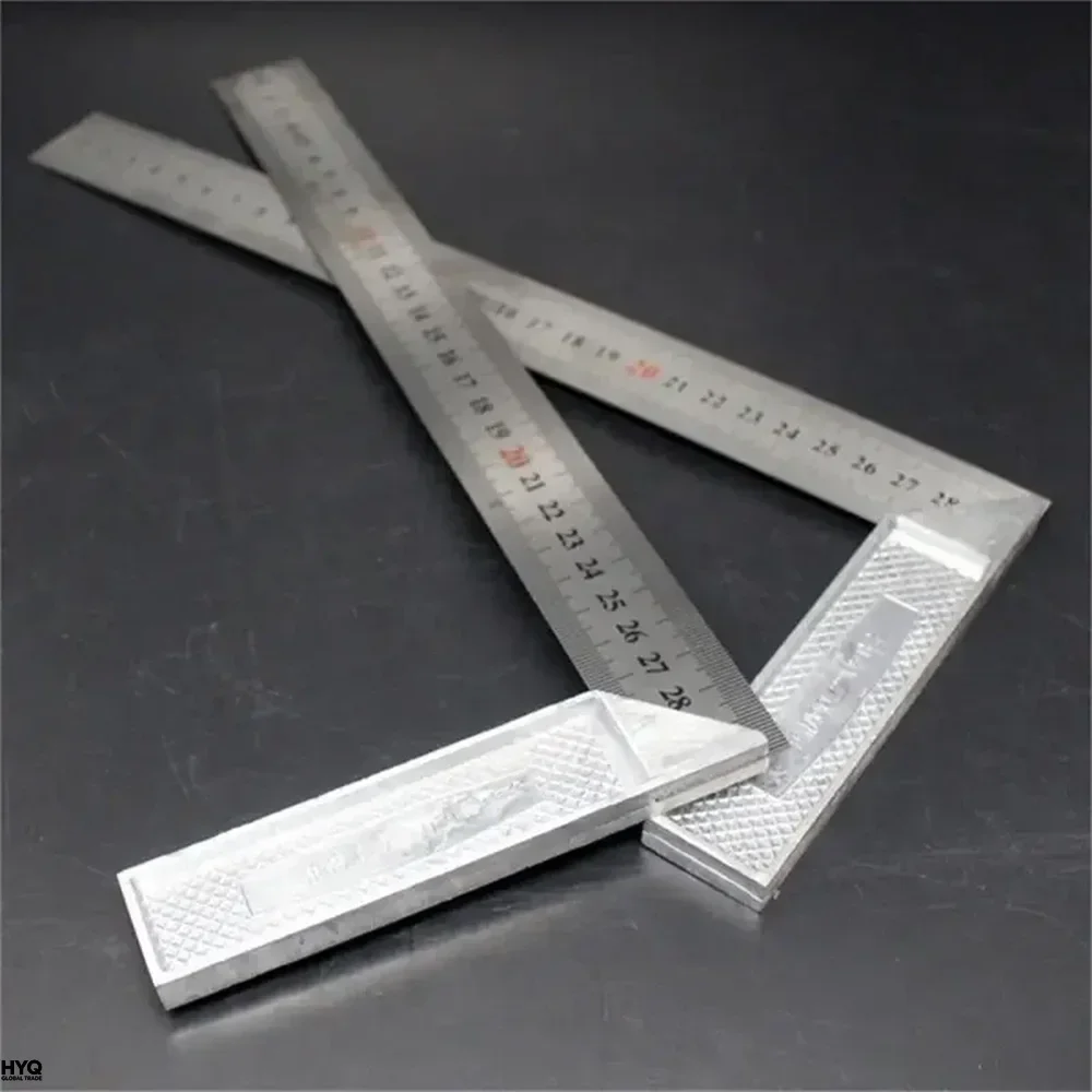 Regla De Ángulo Recto De 250/300 Mm Con Mango De Aluminio Y Escala De Acero Inoxidable