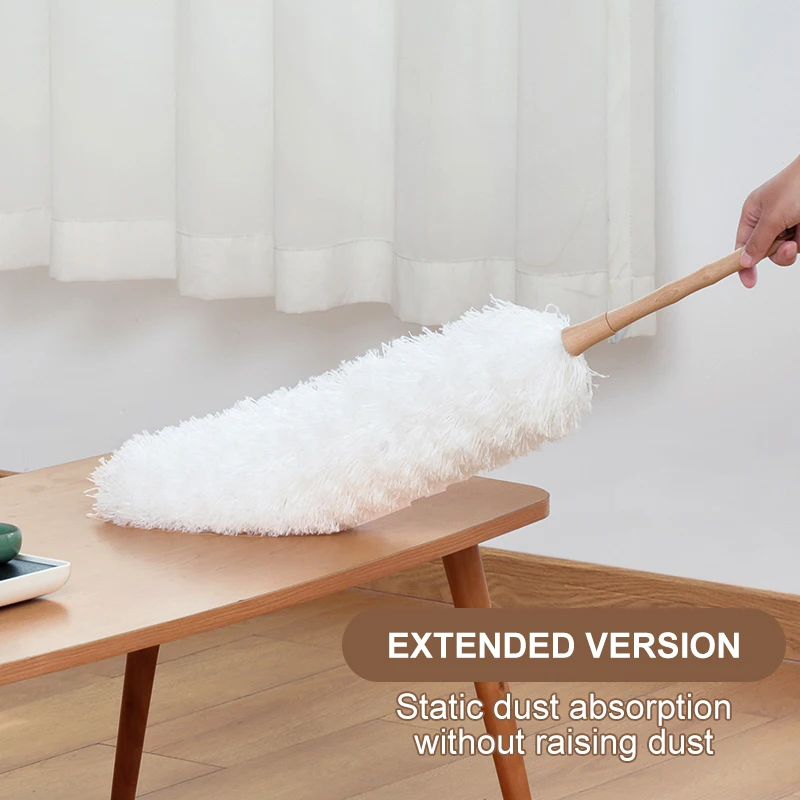 Microfiber Duster Electrostatic Adsorption Random Bending Multi Angle Cleaning Brush Wooden Handle Home Cleaning Tools