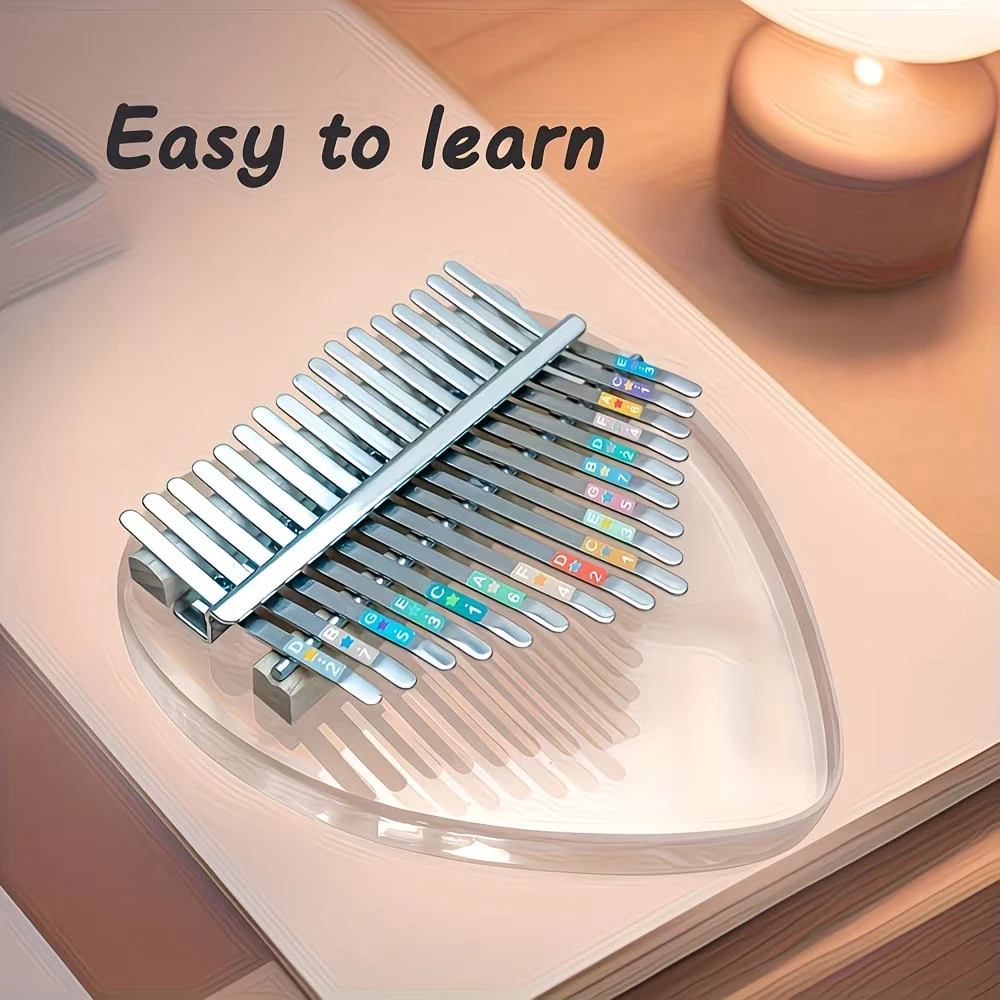 Portable 17 Keys Heart Shape Clear Acrylic Kalimba Thumb Piano Mini Finger Musical Instrument for Holiday Present - view 6