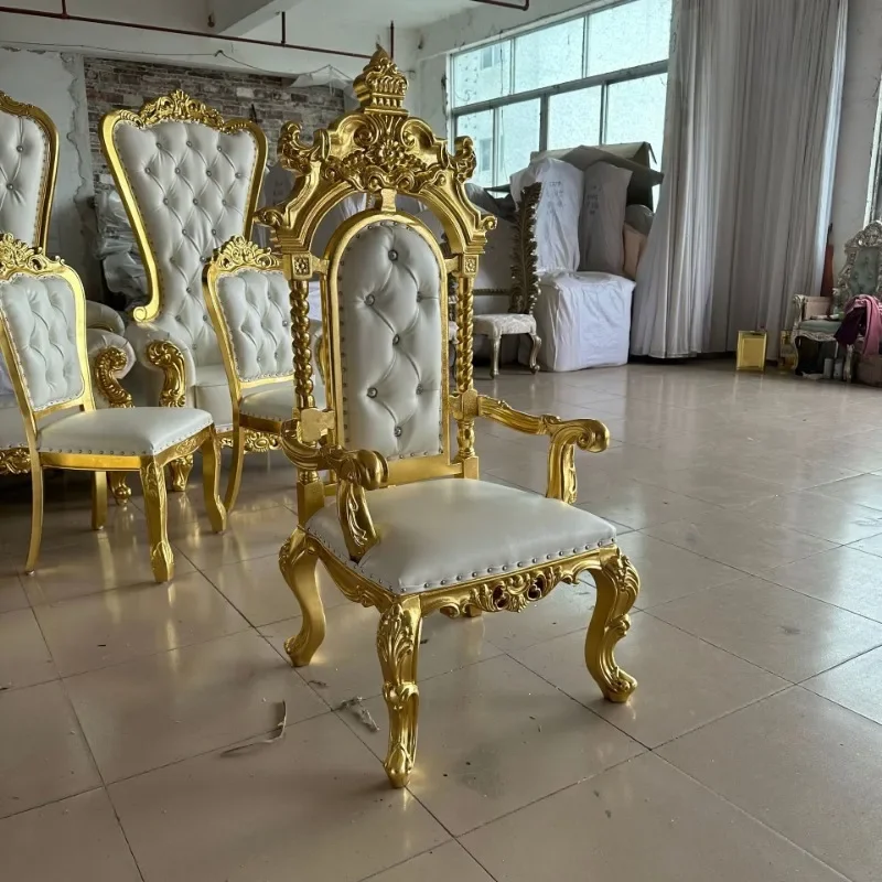 Factory direct sales European king chair hotel clubhouse image chair photography decoration wedding solid wood high back wedding