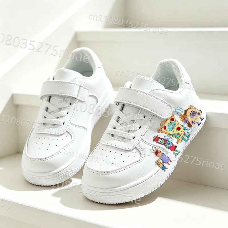Unique S-SpongeBobs Cartoon Pattern Printed Boys Girls Simple Comfortable Parity Fashion Trend Running Shoes Gift for Him