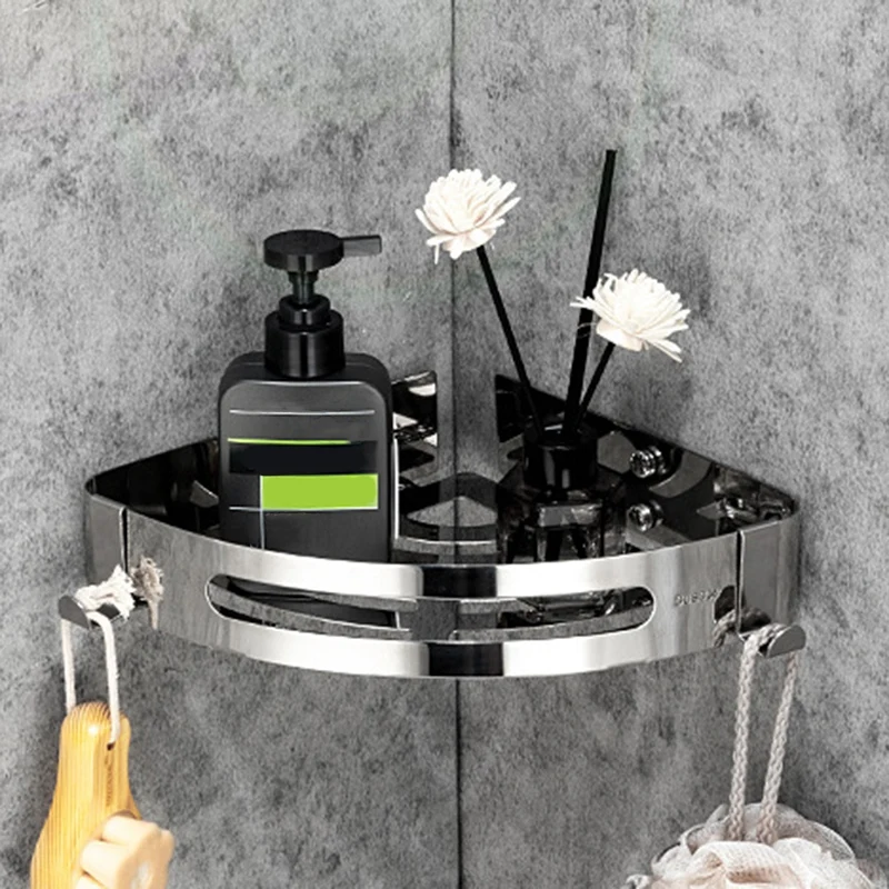 New Shower Rack 2 Pieces Set Corner Shower Rack SUS304 Stainless Steel Shower Storage Rack Suitable For Shower, Toilet