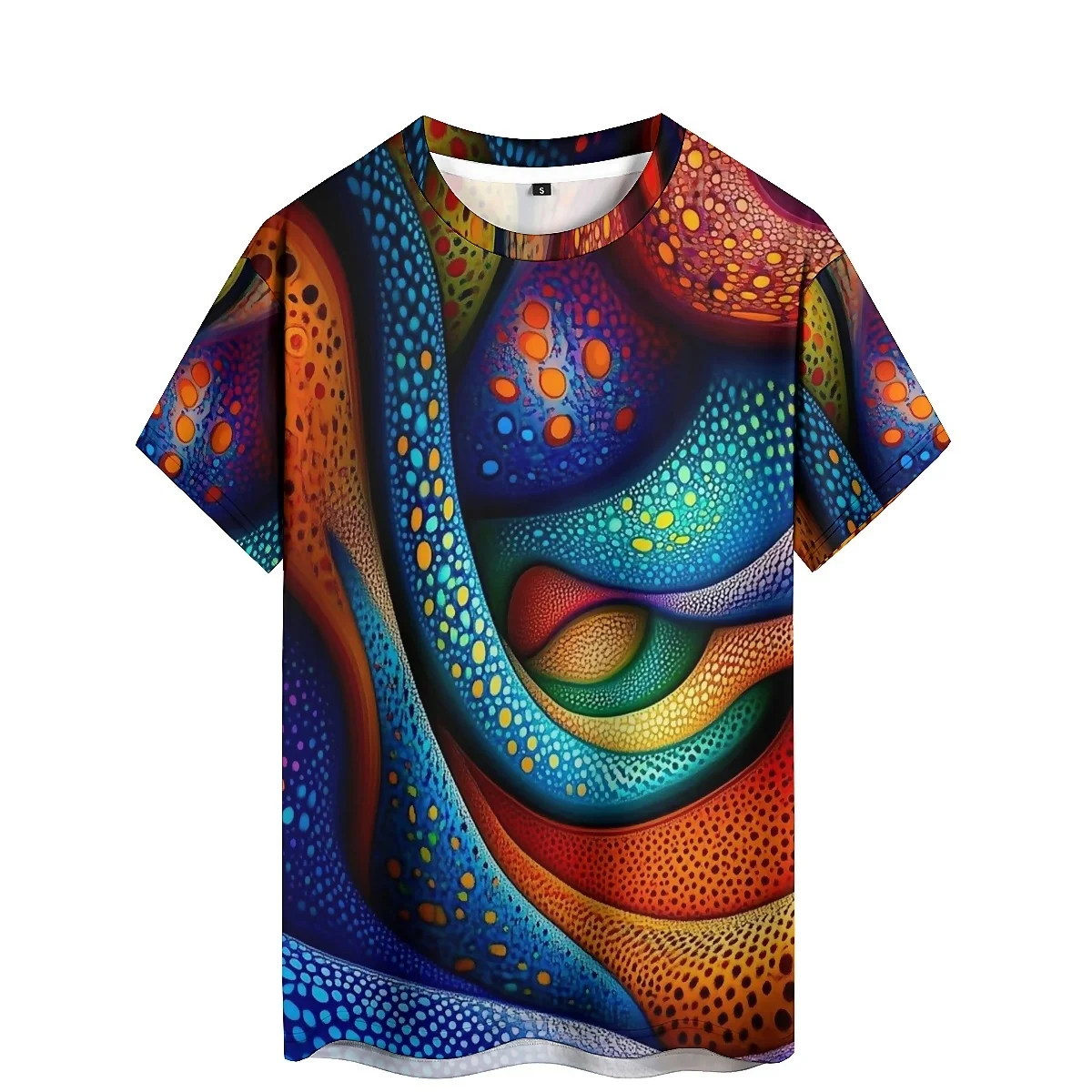 يوان سو فنغ الرجال ثلاثية الأبعاد مطبوعة تي شيرتات قصيرة الاكمام الإبداعية التدرج نسخة فضفاضة تنفس ومريحة النسيج متعة الكرتون #3