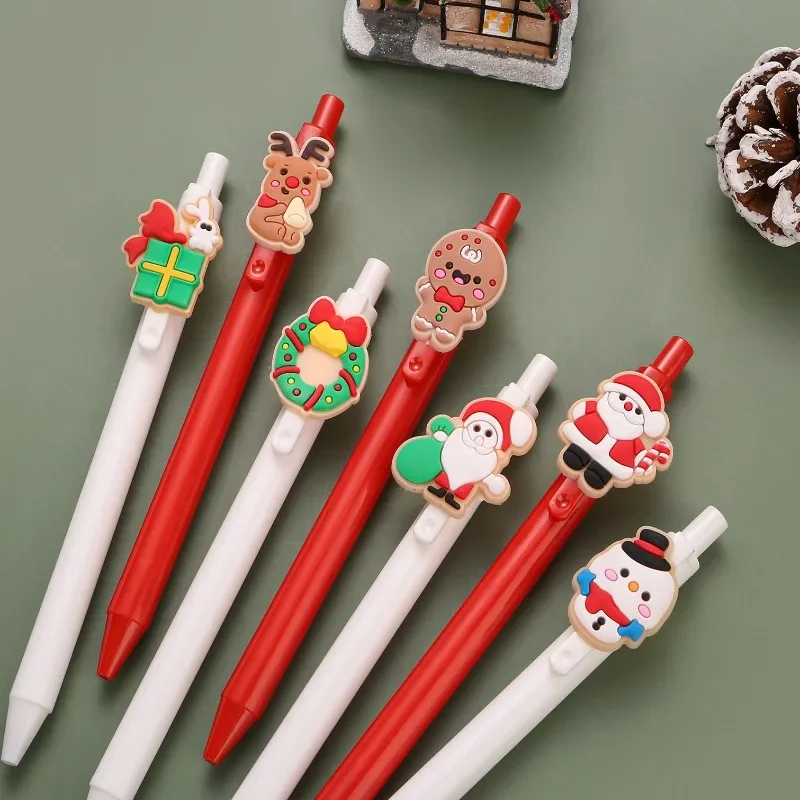 24Pcs Christmas new cute creative Santa snowman patch gender-neutral pen, Christmas stationery gifts