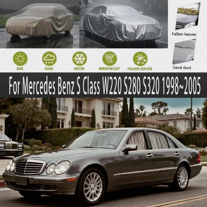 

Для наружной защиты, водонепроницаемый, пылезащитный для Mercedes Benz S Class W220, снежный чехол, солнцезащитный козырек, внешние автомобильные чехлы