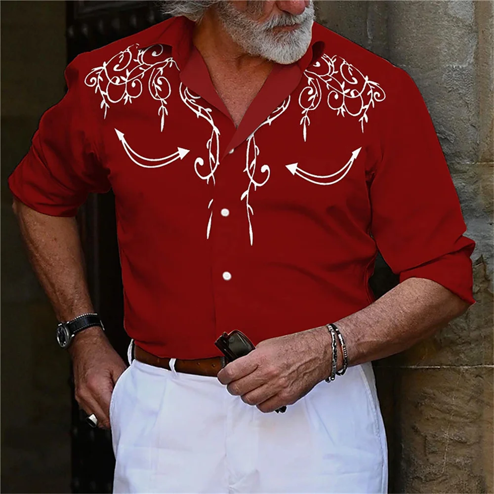 Camisa estampada de estilo occidental para hombre, ropa de calle a la moda con estampado de flores, manga corta, para exteriores, 2023