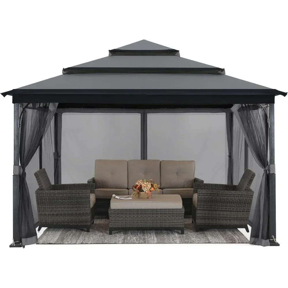 

Outdoor Gazebo for Patios with 3-Tier Roof Canopy Gazebo with Mosquito Netting