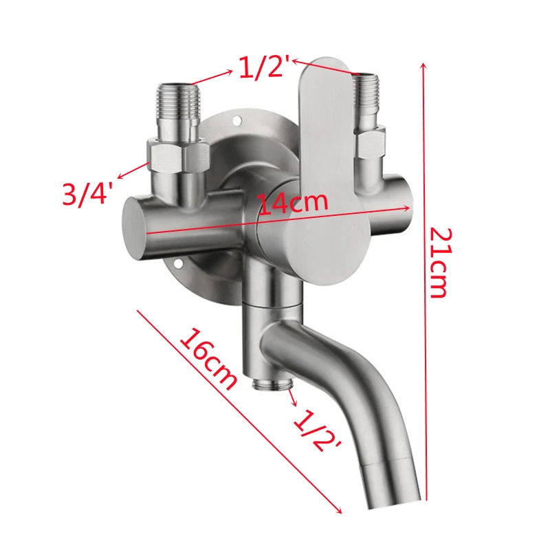 1PC 304 Stainless Steel Brushed Bathtub Faucet Wall Mount Cold Hot Water Mixer Nozzle Tap Bathroom Shower Faucet