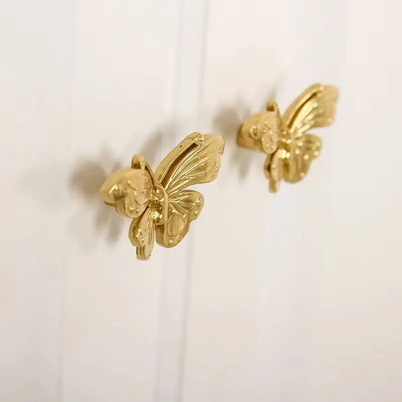 4PCS Solid Brass Butterfly Furniture Pulls Handle Drawer Knobs Cupboard Wardrobe Kitchen Closet Dresser Wine Cabinet Pulls Knobs