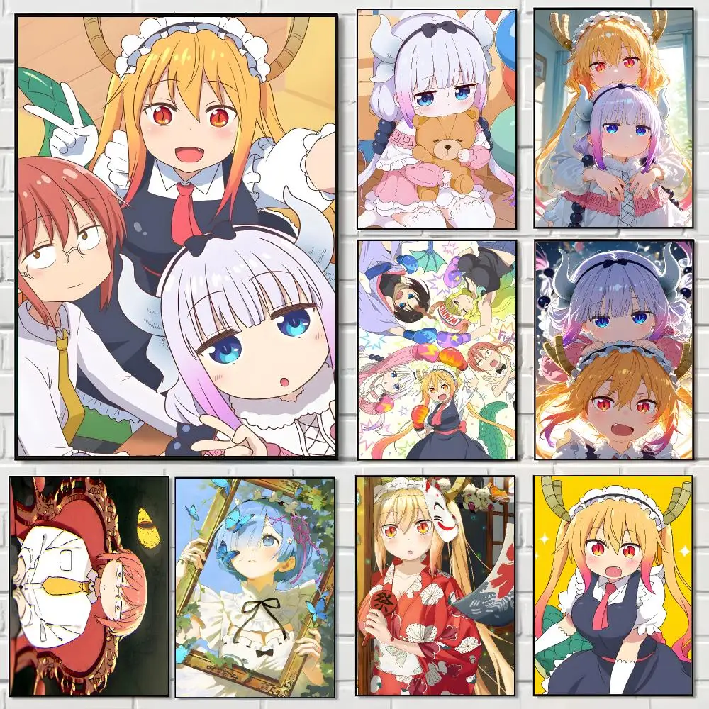 Japanese Anime M-Miss Kobayashis Dragon Maid Poster Print Painting Home Decor for Bedroom Living Room Hallway