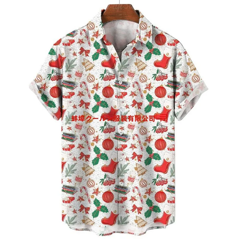 Solto masculino havaiano irt Cisas Sle 3D boneco de neve impressão ort Sve Faionable Urban Casual verão irt