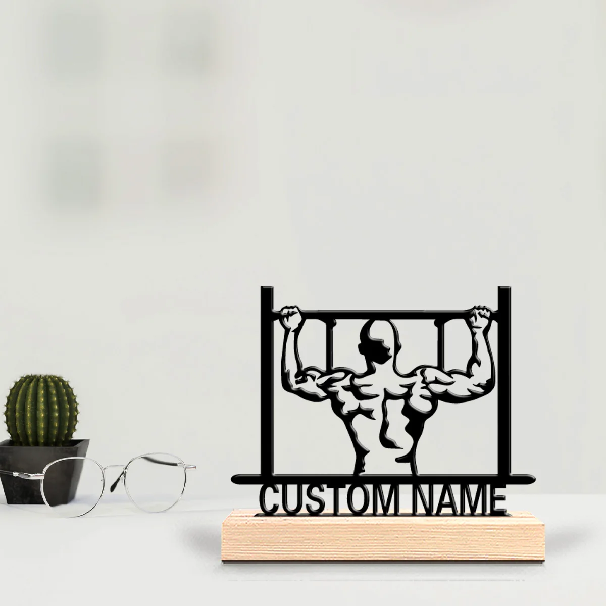 1pc Creative Pull-up Personalized Letter Metal Statue Metal Ornament Art Crafts With Wood Base Tin Sculpture For Boys Gifts