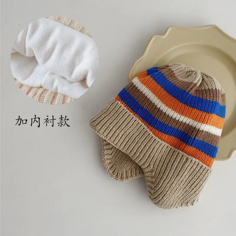 0-1 Years Old(0-12 Month) Baby Boys Girls Hats Winter Warm Knitted Beanie Caps with Earflap for Children Kids Outdoor Hats 5