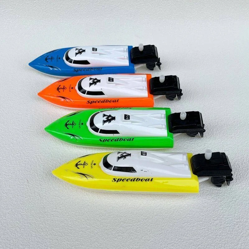 Wind Up Plastic Speedboat Toy Non Electric Clockwork Yacht Model Kids Children Bath Tub Swimming Pool Water Play Toy