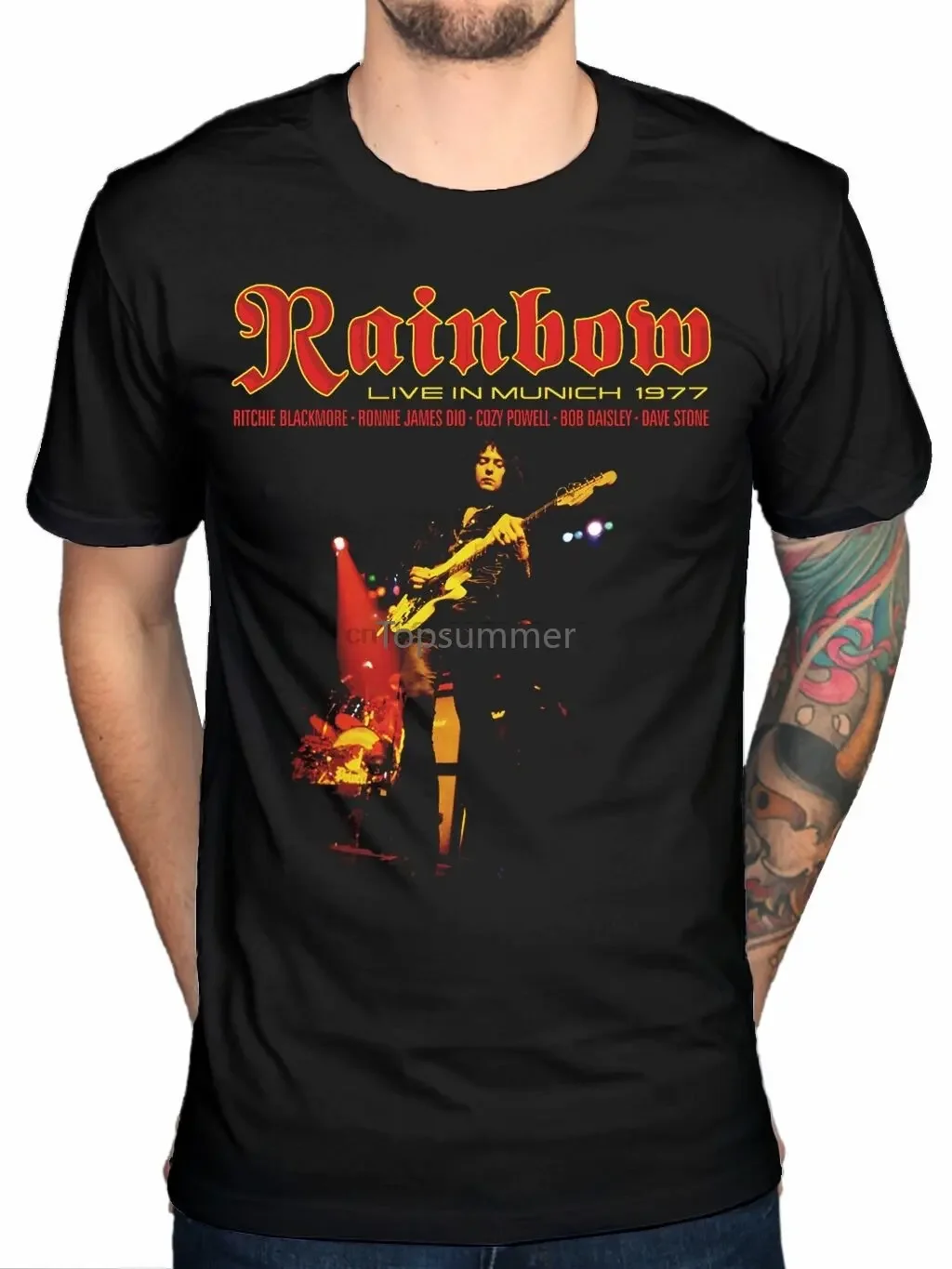 

Official Rainbow Live Inharajuku Streetwear Shirt Ment Shirt English Rock Band Ritchie Blackmore