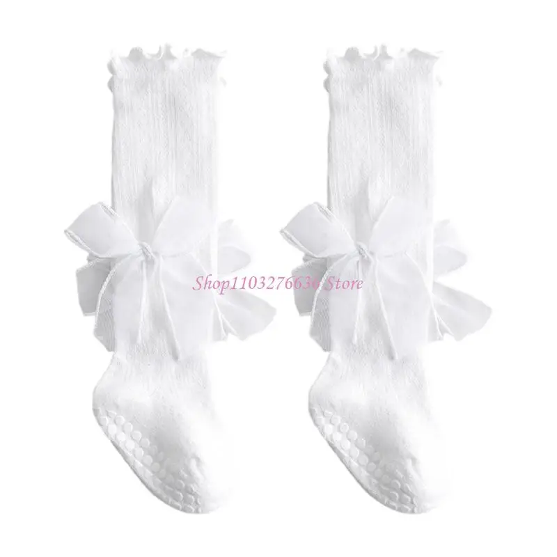 

R6FD Kids Long Tube Socks Combed Cotton Nonslip Decorative Bowknot Children's Wear