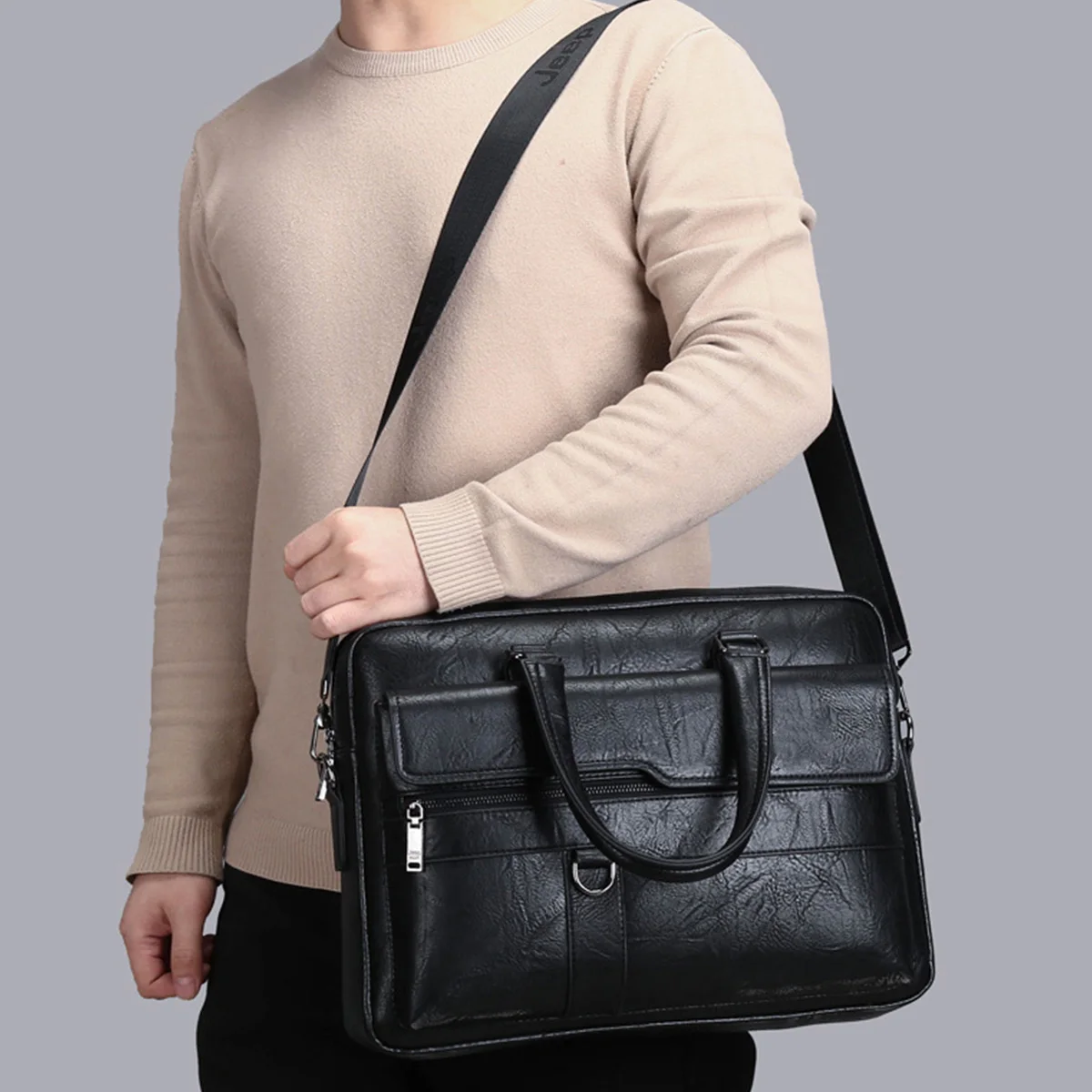 Luxury Brand Men Handbag Leather Man Briefcase for Laptop Messenger Men Leather Shoulder Bag Business Portfolio For A4 Document