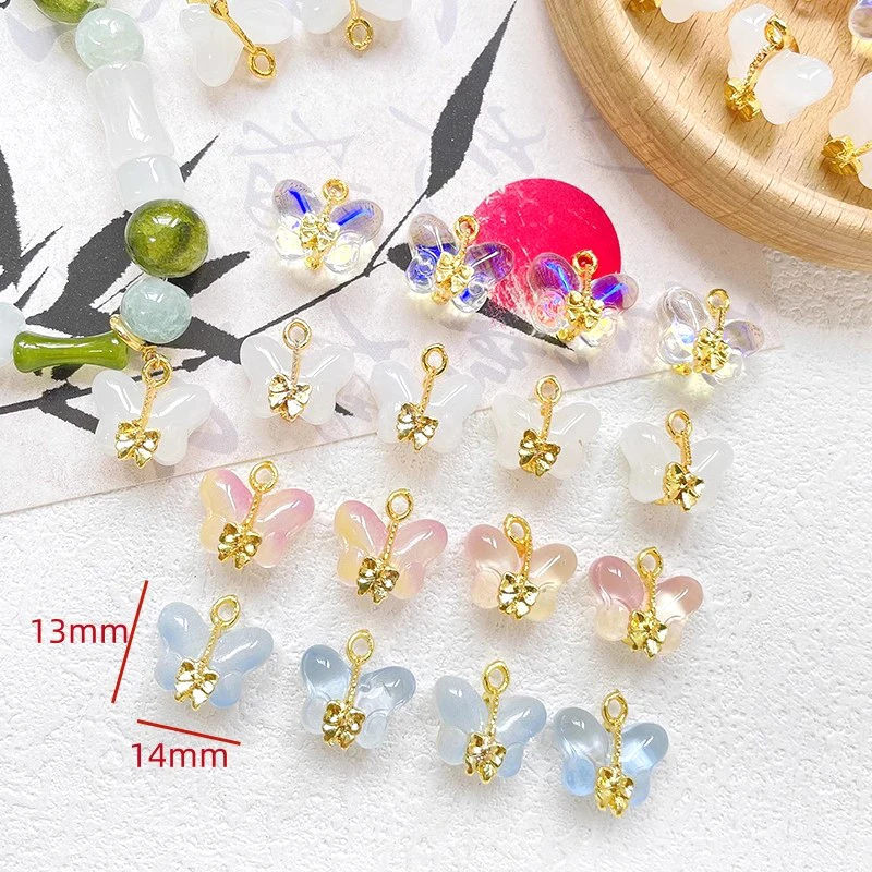 10 Pieces  Vintage Glass Butterfly Pendant  DIY Manufacturing Fashion Jewelry, Necklace, Bracelet, Ear Accessories Materials