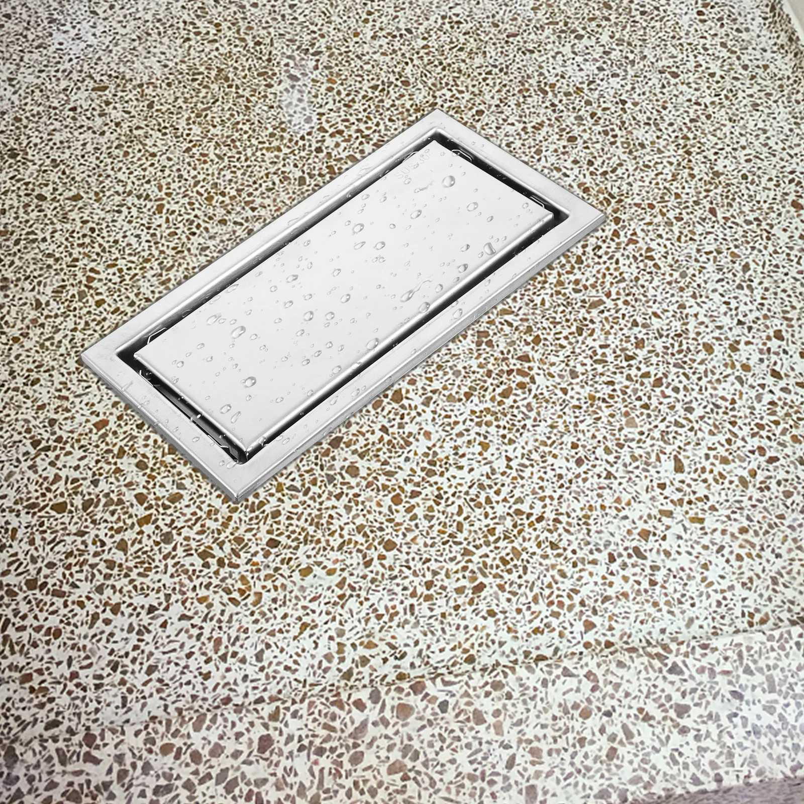 Stainless Steel Linear Shower Rectangle Floor Hair Catcher Odor Proof Durable Easy Install Invisible Design Drain Cover Basement