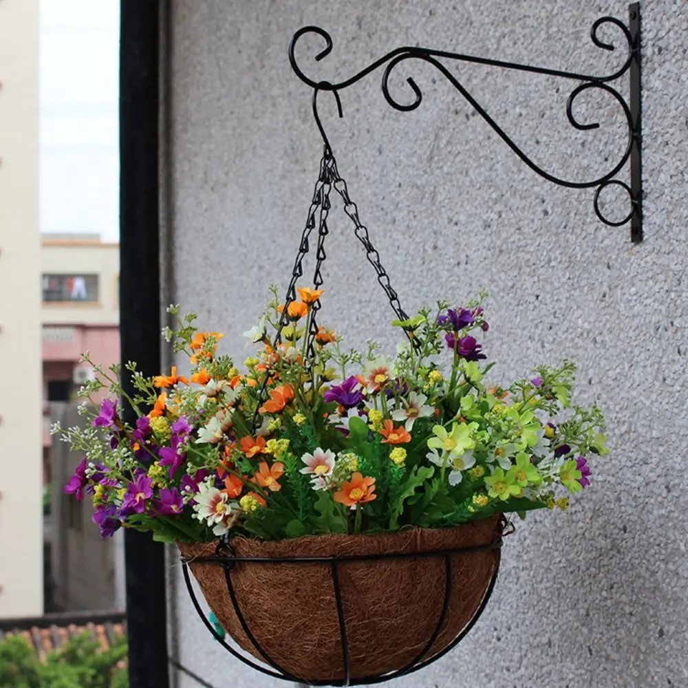 Black Hanging Flower Basket Brackets Bird Iron Wall Mounted Plant Hanger Garden Backyard Home Decoration Flower Pot Hook Holder