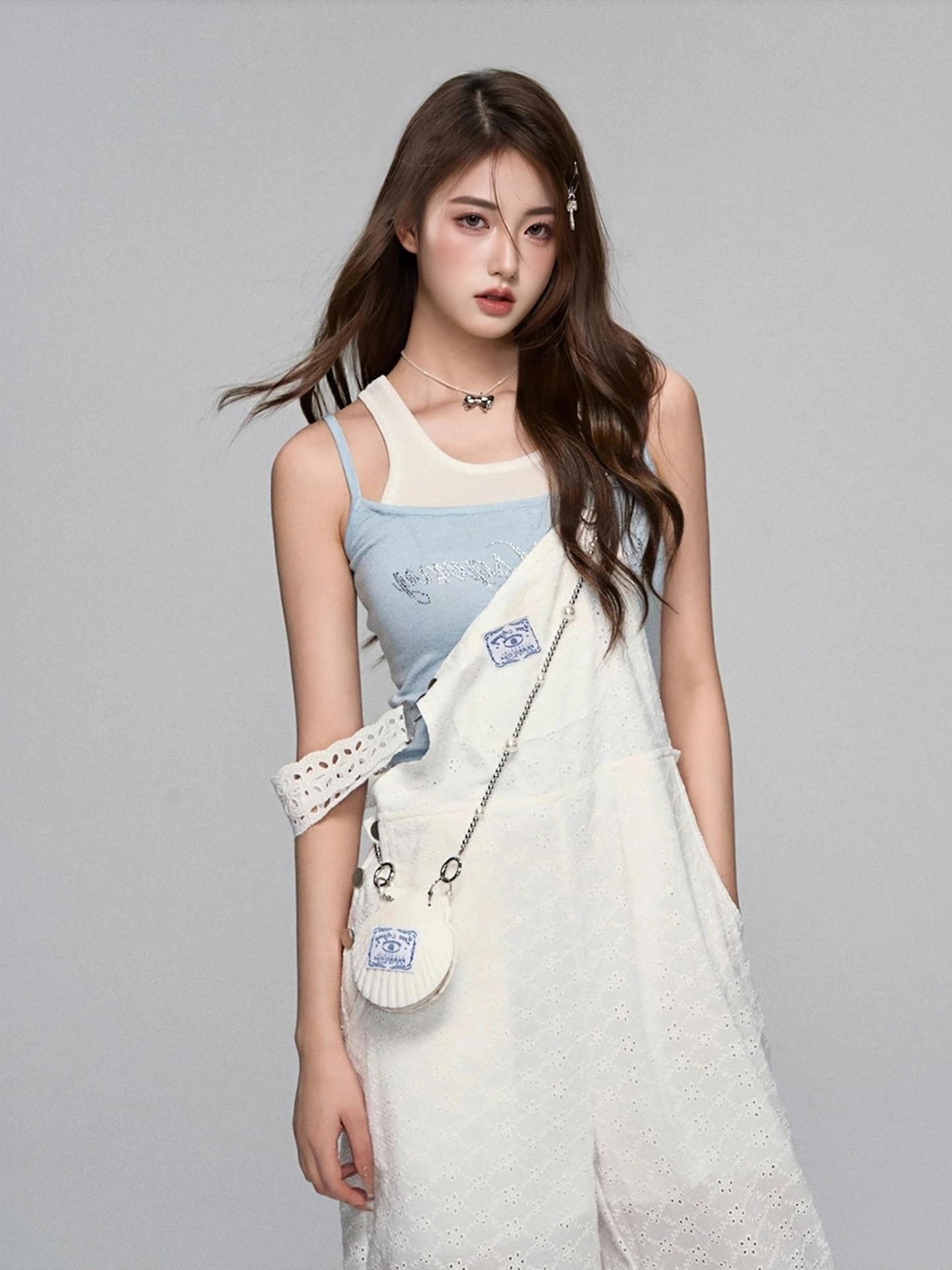 Witte Bib Overalls Dames Casual Zomer Nieuw Design Sensation Afslankende Lange Broek Hoge Taille Wijde Pijpen Woon-werkverkeer Sle Katoen