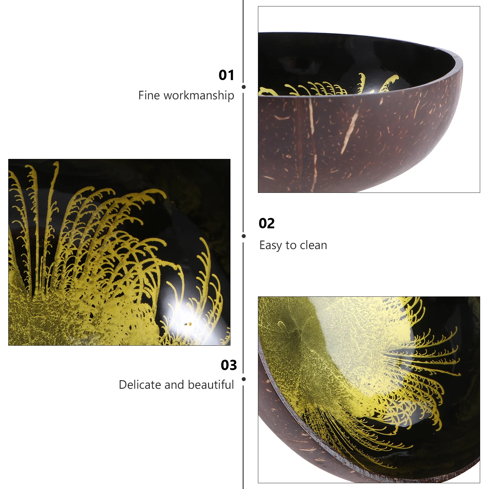 وعاء صدفة جوز الهند الطبيعي المبتكر للحلوى والمكسرات والمفاتيح ديكور مكتب منزلي أنيق مع أنماط جدارية داخلية مختلفة