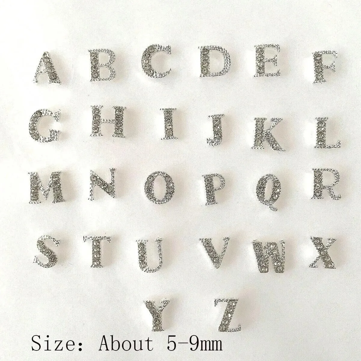 26pcs/Pack A To Z Letter Alphabet Shaped Silver Rhinestone Nail Art Decoration For Diy Charm 3D Alloy A- Z