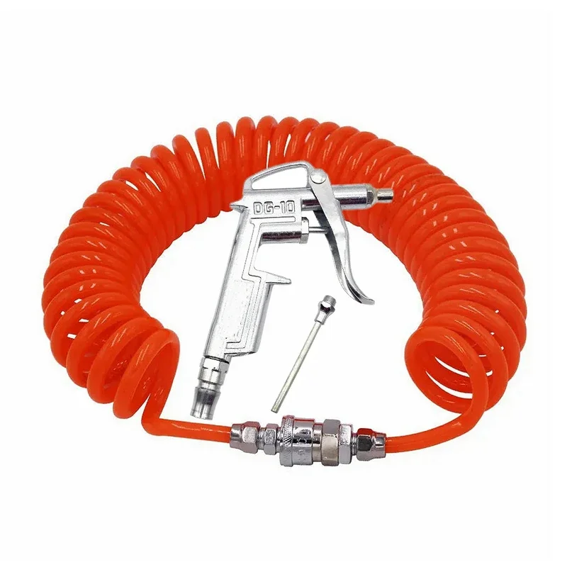 Pneumatic Air Blow Gun Aluminum Alloy Compressor Pistol Duster Cleaner DG10 With 6 Meters 12 Meters PU Coiled Spiral Hose