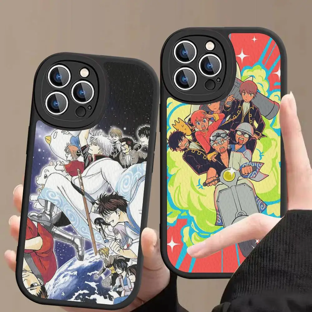Comedy Anime Gintama Funny Leather Phone Case For IPhone 16 15 14 17 Pro Max 11 12 Mini Plus Soft Shell
