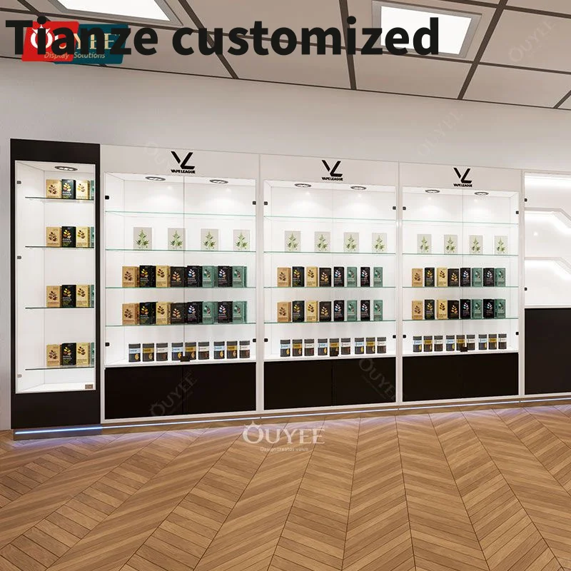 Customized-Display Shelves Cigar Display Cabinet Showcase Glass Smoke Shop Display Accessories Smoke Shop Showcas