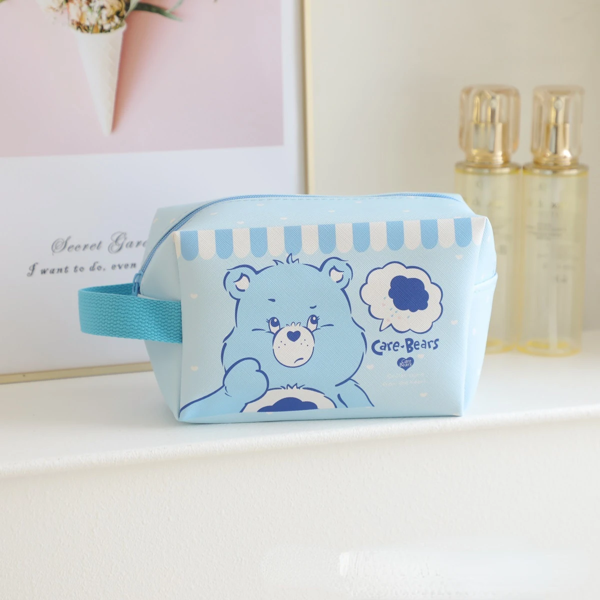 Rainbow Bear Cute Makeup Bag Large Capacity Handheld Portable Travel Leather Waterproof Desktop Storage Pencil Stationery