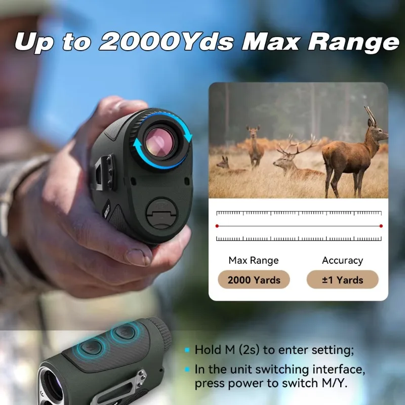 12-Month Warranty ABS Plastic Golf Range Finder Laser Rangefinder OLED Red Display IP66 Waterproof 1 Yards Accuracy for