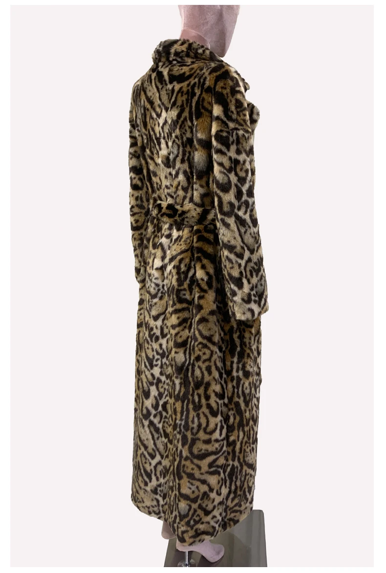 Mauroicardi Winter Maxi Colorful Multicolored Thick Warm Leopard Print Faux Fur Coat Women Sashes Baggy Chic Furry Overcoat 2024