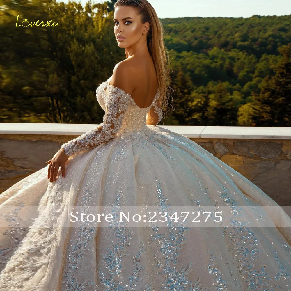 Loverxu Ball Gown Luxury Wedding Dresses Sweetheart Off The Shoulder Vestido De Novia Lace Embroidery Custom Made Bridal Gowns
