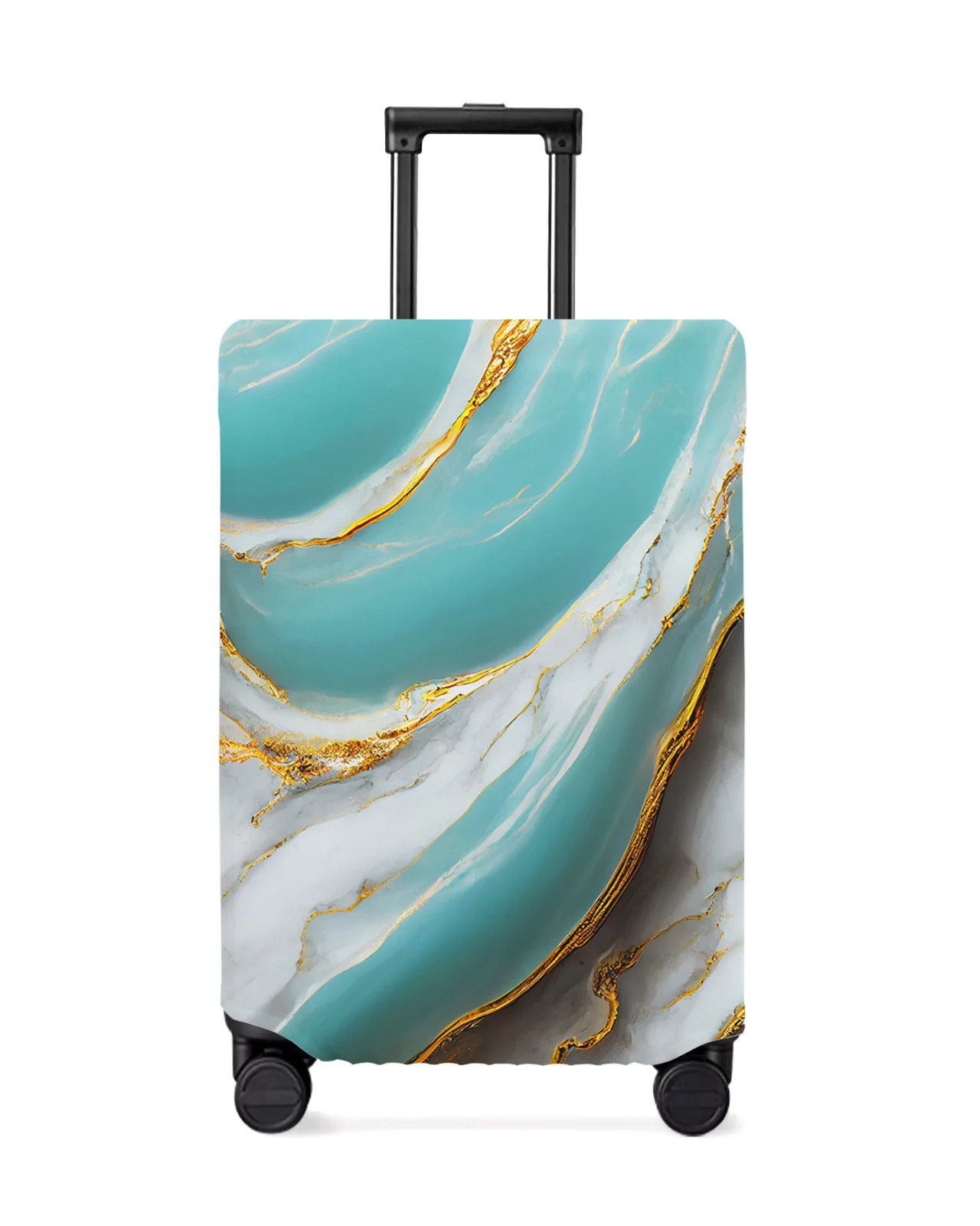 

Marble Texture Aqua Luggage Cover Stretch Suitcase Protector Baggage Dust Case Cover for 18-32 Inch Travel Suitcase Case