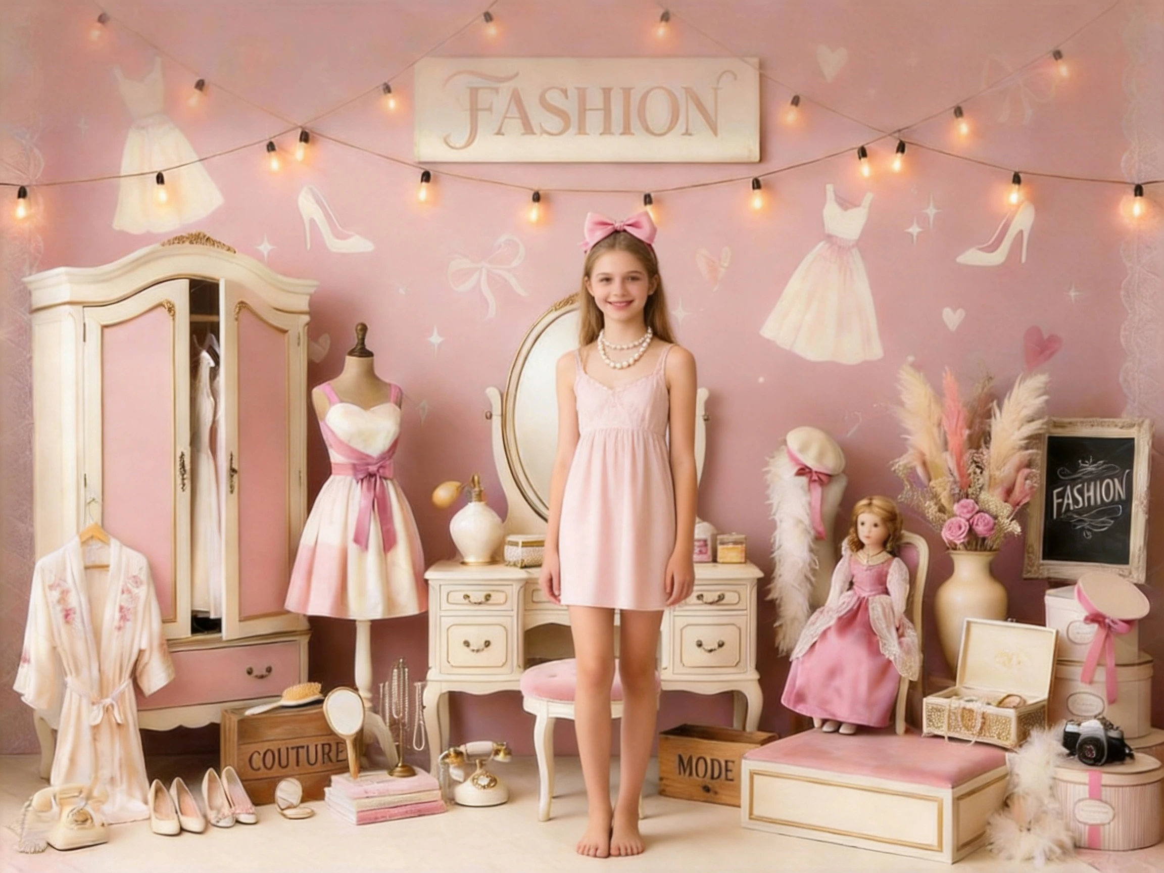 Beauty Pink Princess Fashion Dress Room Backdrop Sweet Themed Pink Girl Photography Background For Studio Portrait Shoot Cut
