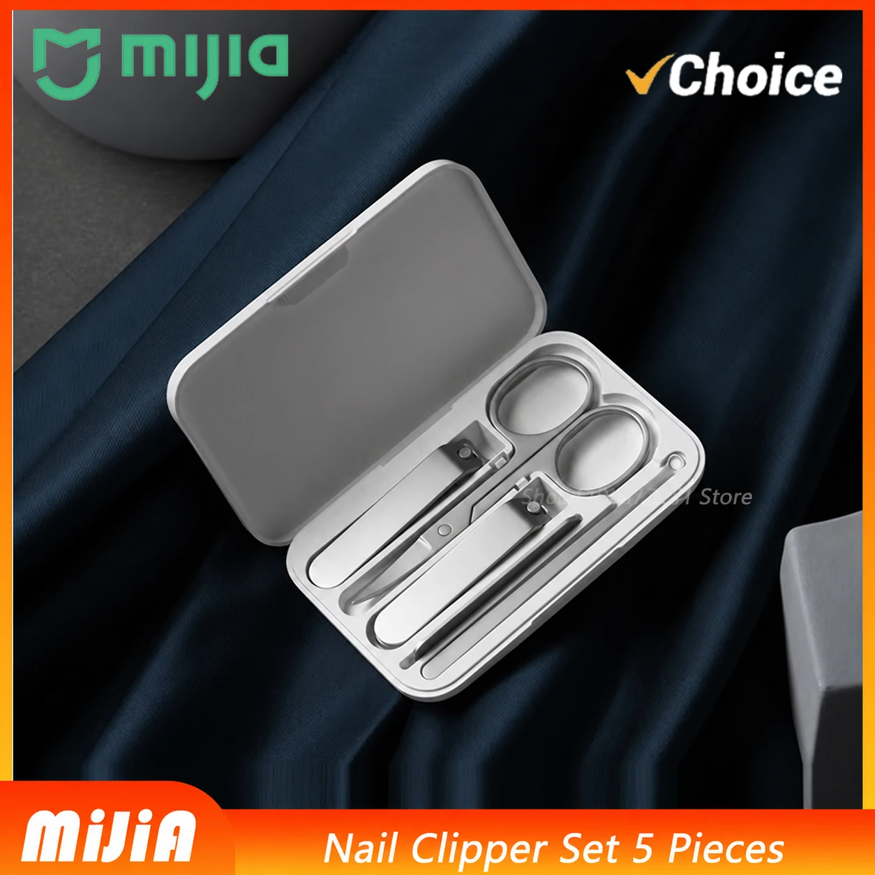 NEW MIJIA Nail Clipper Five-Piece Set with Flat and Slant-Edge Clippers Nail File Beauty Scissors and Ear Pick for Daily Care CN