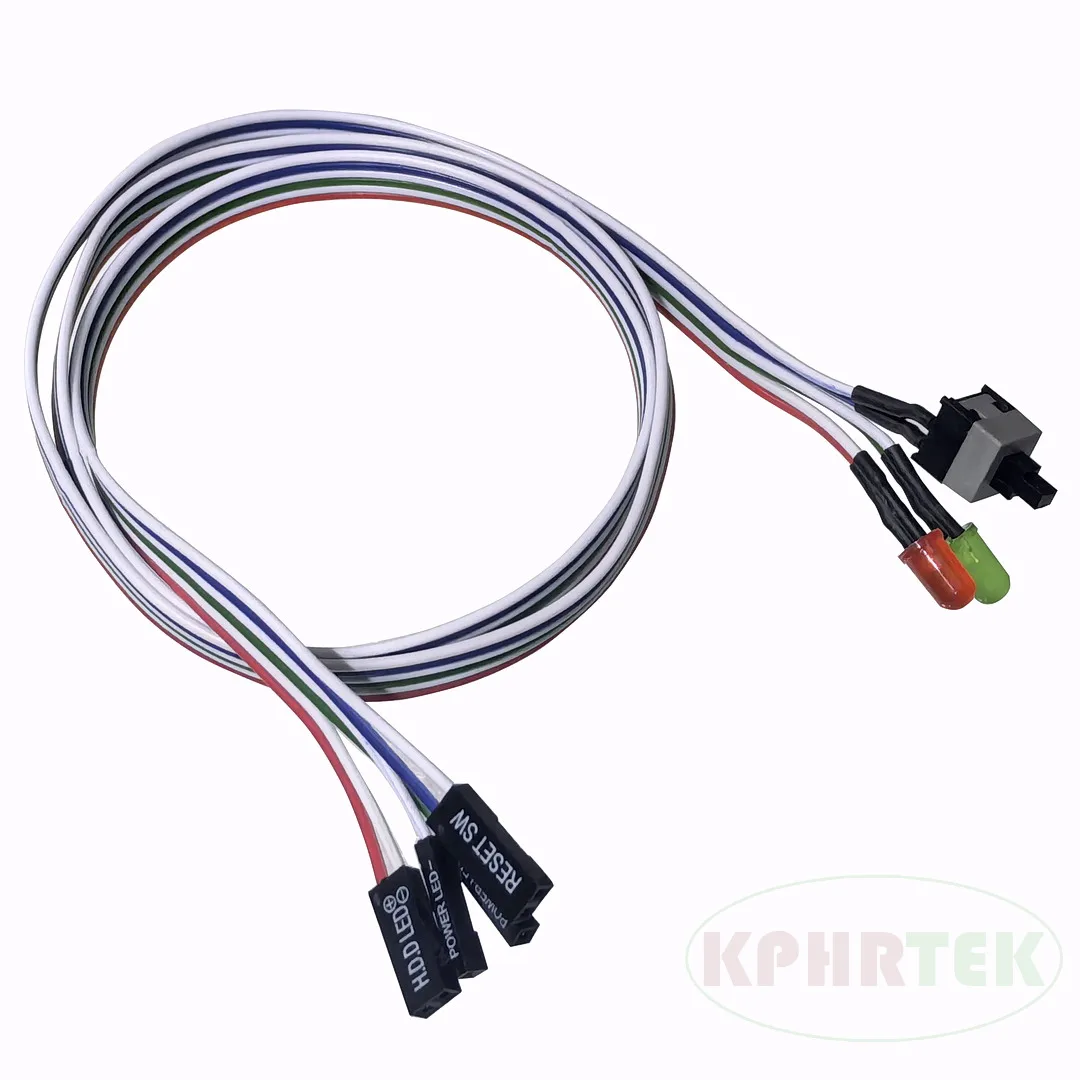 Computer Case  PC Reset Switch with LED Lights, ATX Power Supply Reset HDD Switch, 27-inch Long ATX Case Front Bezel Wire Kit